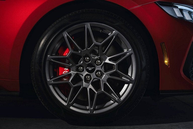 2024 Ford Mustang® model with a close-up of a wheel and brake caliper | All Star Ford in Denham Springs LA